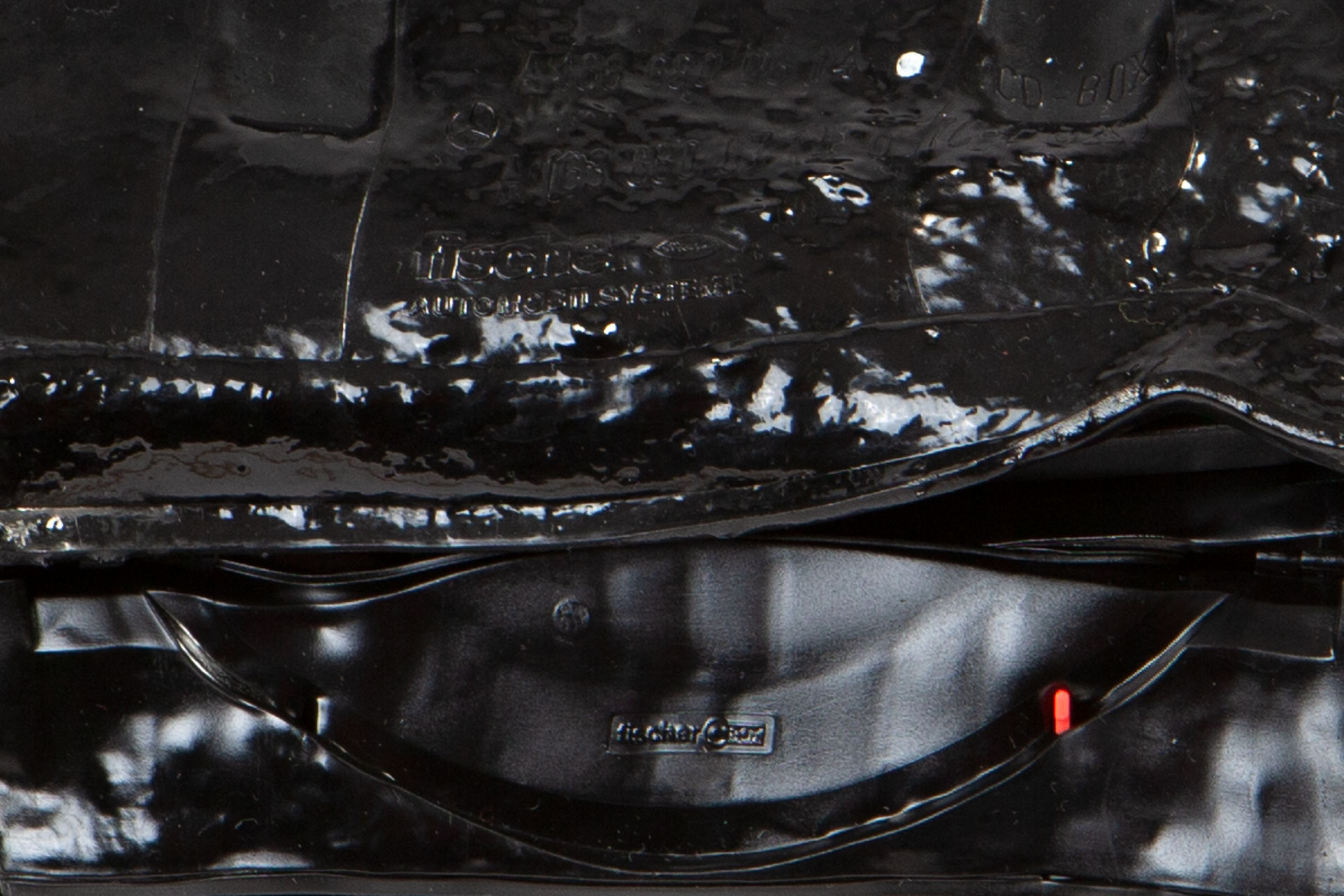 Detail of a sculptural object made from car parts, Post Motor City S